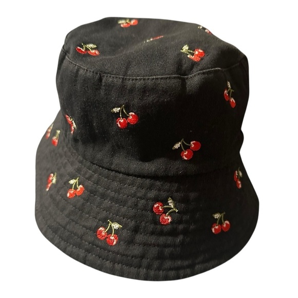 Forever 21 Accessories - Forever 21 Black Cherry Embroidered Bucket Hat